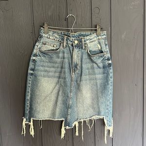 H&M Light Blue Frayed Denim Mini Skirt